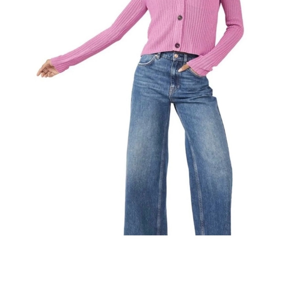 Free People Pink Ribbed Button Cardigan - Picture 2 of 7